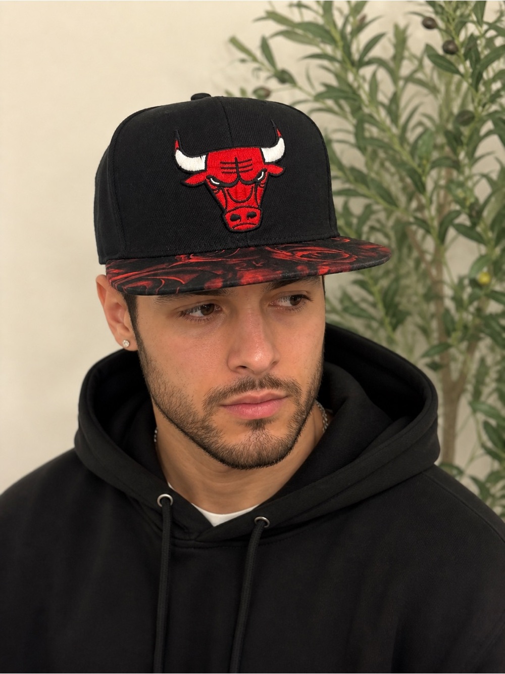 Chicago Bulls Black & Red Flat Brim Cap